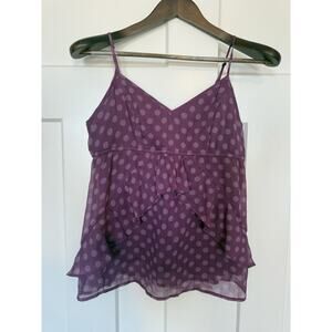 Vintage American Eagle Chiffon Tiered Ruffle Babydoll Cami Top Medium Y2K Purple